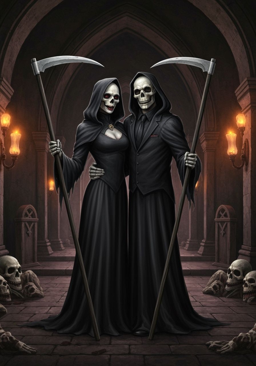 Grim Reapers Party at Zombie Crypt in Formal Wear