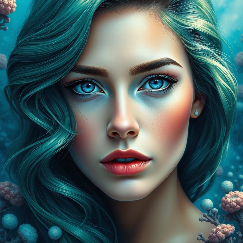 Hyperrealistic Oil Painting of a Stunning Woman in an Underw...