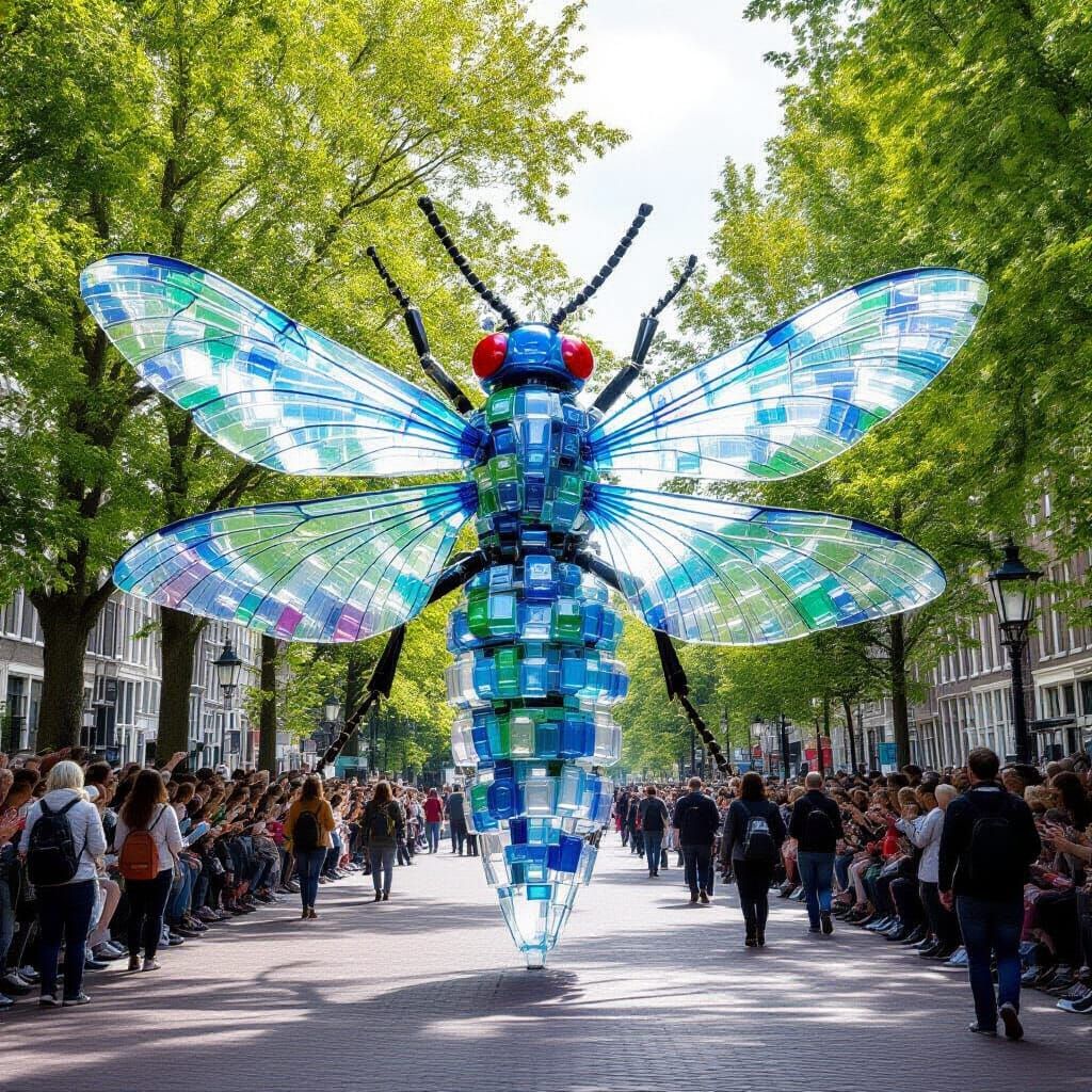 Monumental Plastic Bottle Scorpion Sculpture in Garden