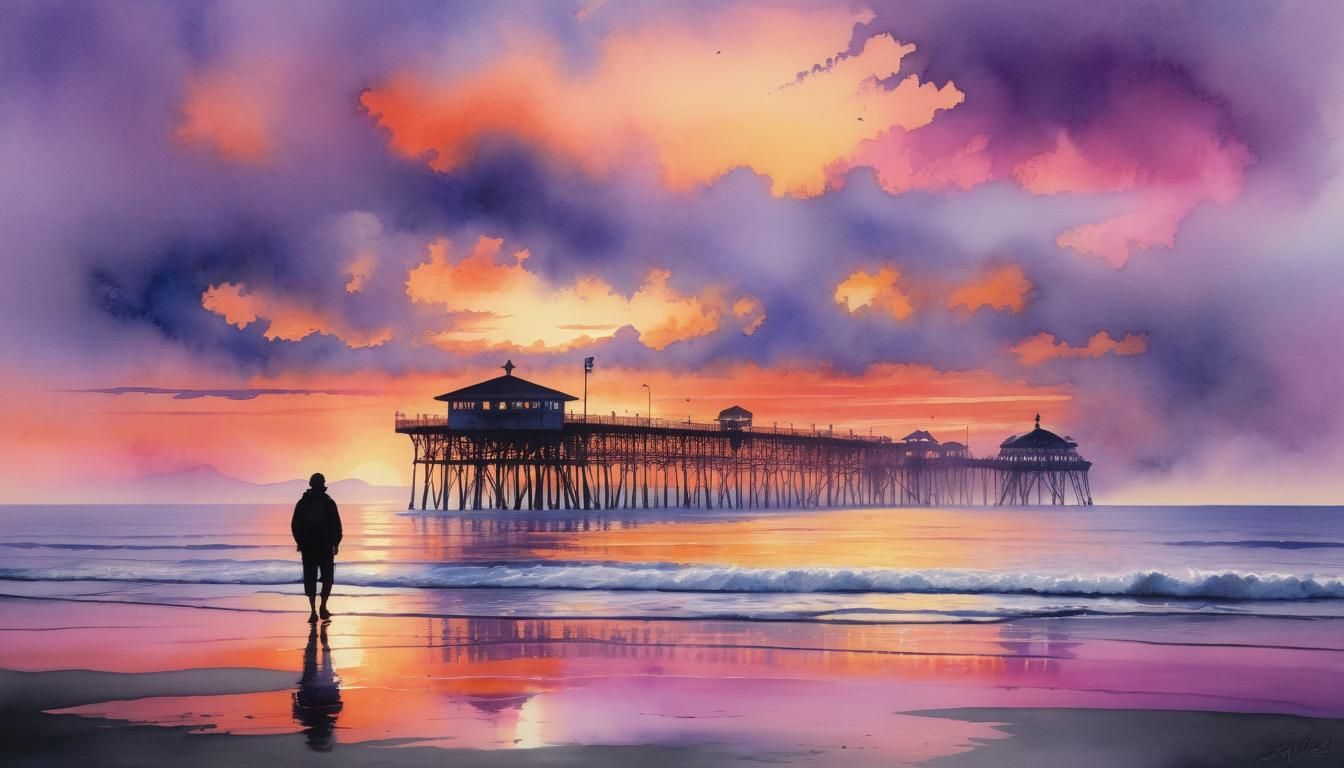 California Sunset: A Watercolour and Charcoal Dream