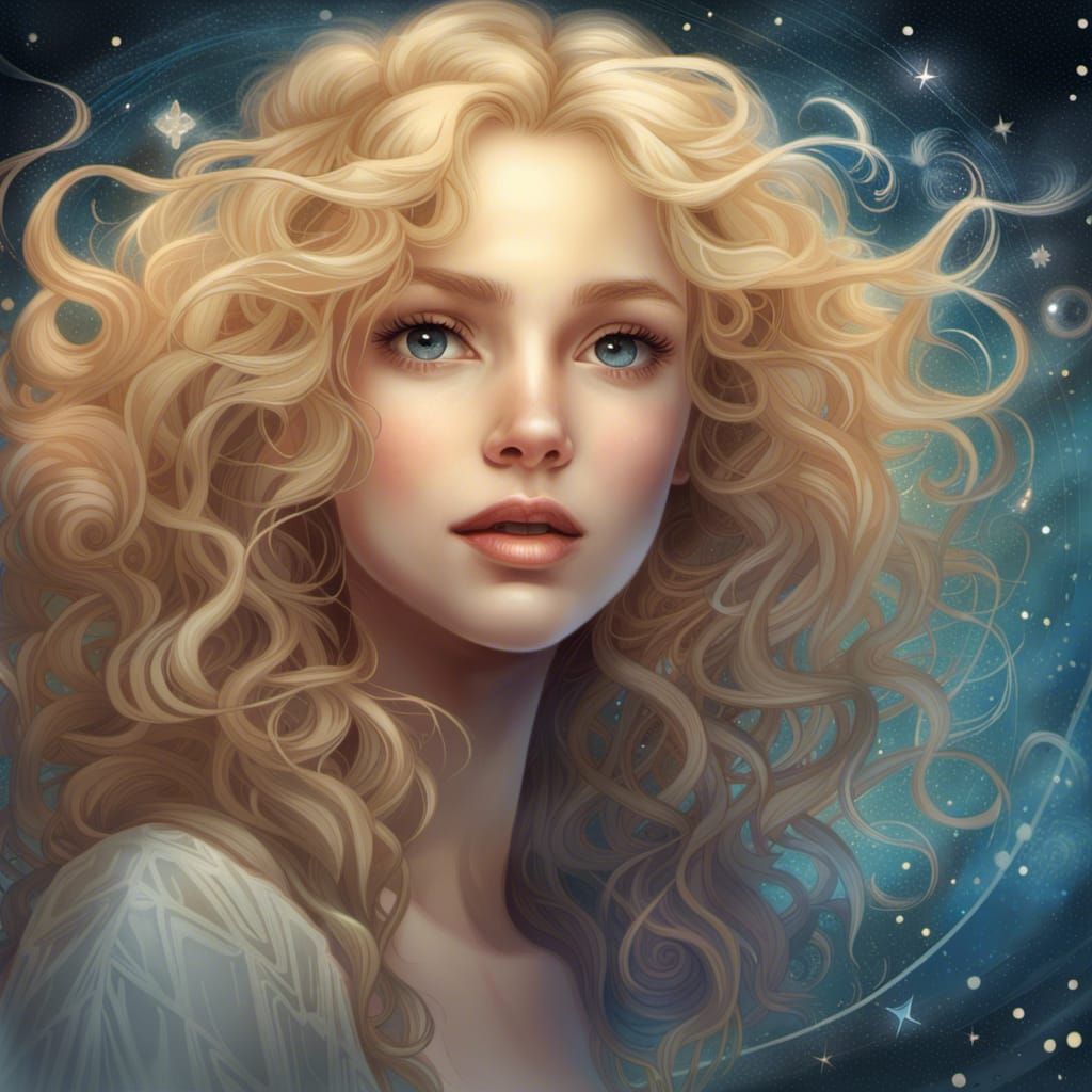 Night Beach Portrait in Hyperrealistic Fantasy Art Style