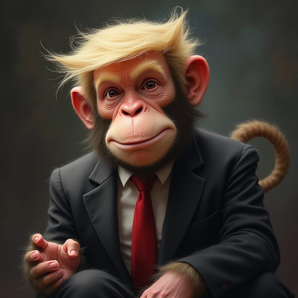 Monkey on Donald Trump: An AI Generated Image