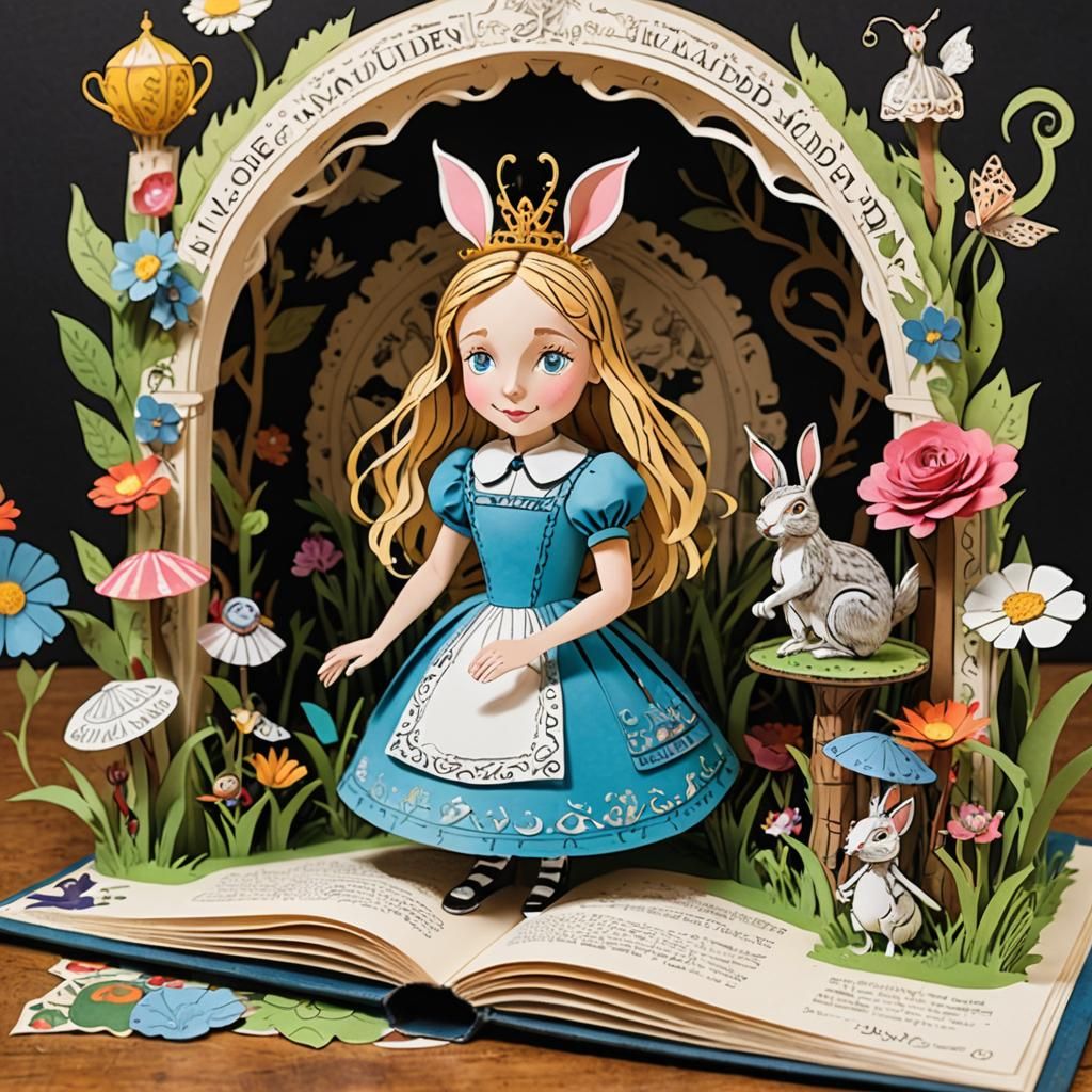Alice in Wonderland Pop-Up Book Illustration