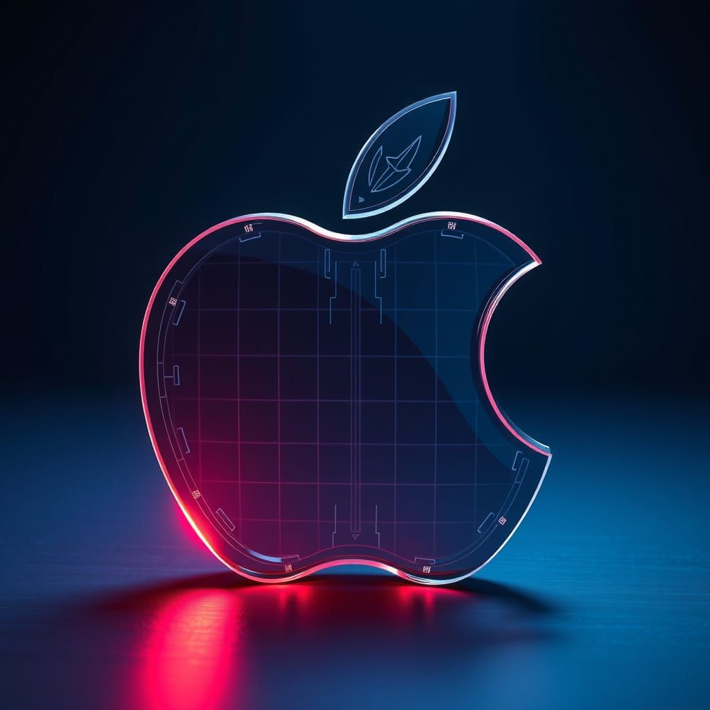 Sleek Futuristic Apple Logo in Modern Style with Intricate D...