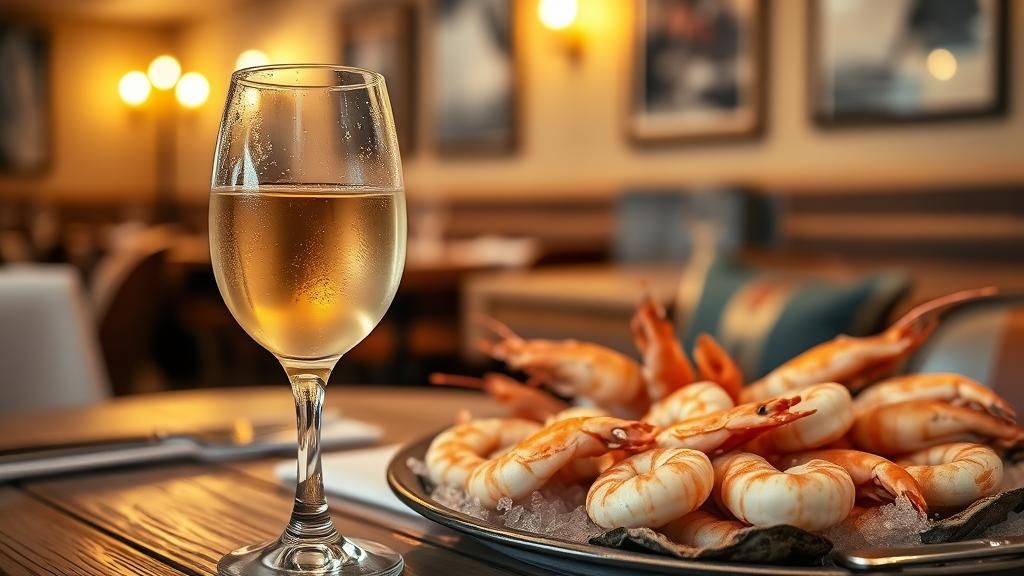Restaurant Dining Table with Seafood in Art Nouveau Style