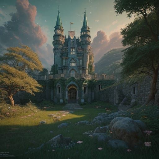 Majestic Dragon Spirals Around Ancient Castle