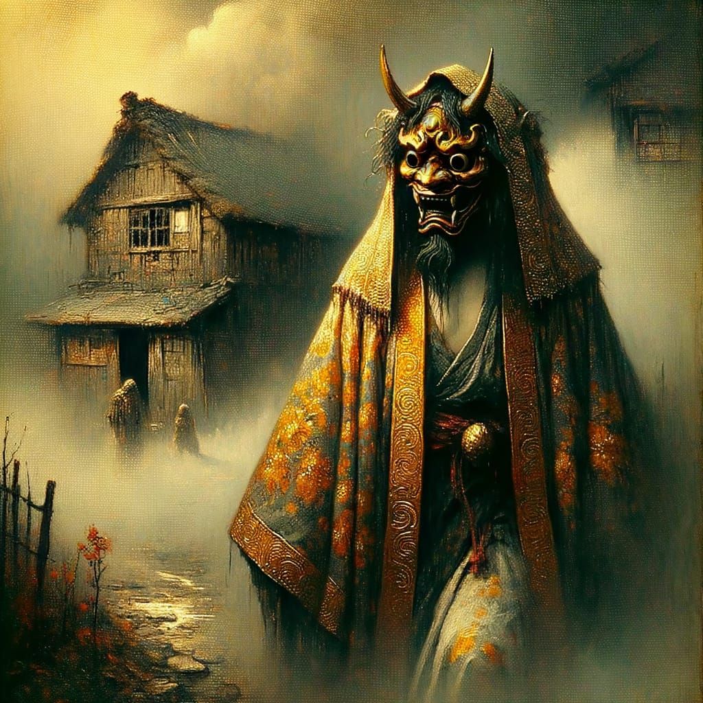 Dark Fantasy Figure Emerges from Fog