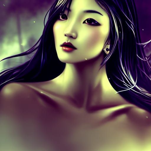 Exotic Gothic Dreamgirl Portrait in Hyperdetailed Style