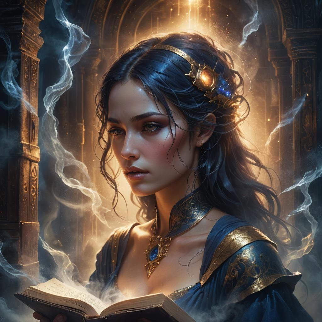 Mysterious Woman in Mystical Chamber Concept Art