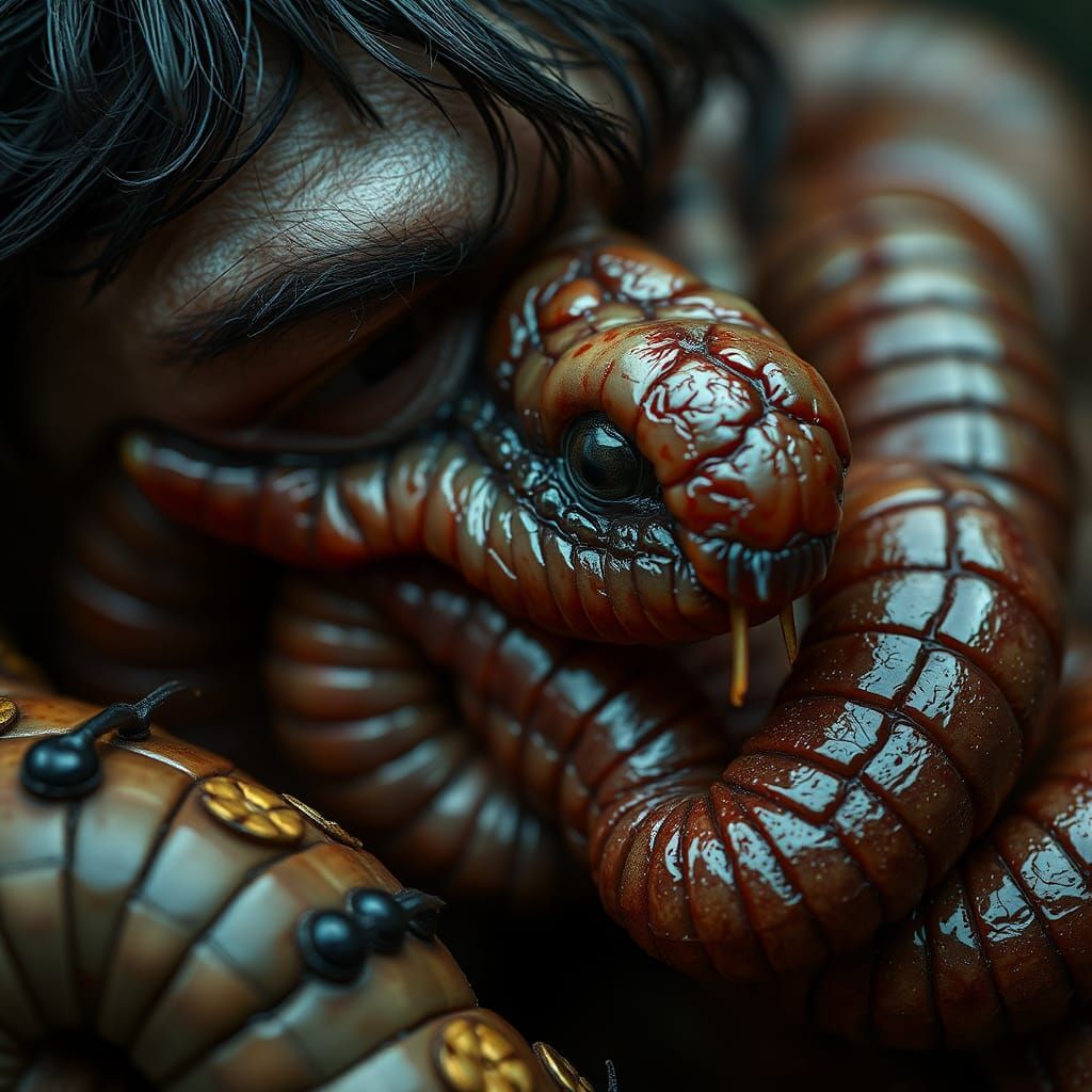Humorous Worm Man Hybrid in Macro Photography Style
