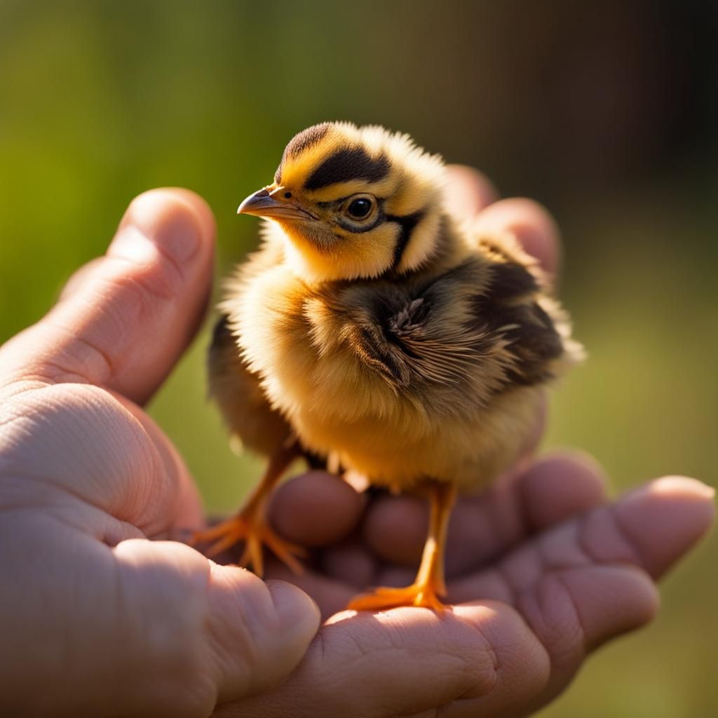 Chick Pecking Seeds: Professional Photography with Bokeh