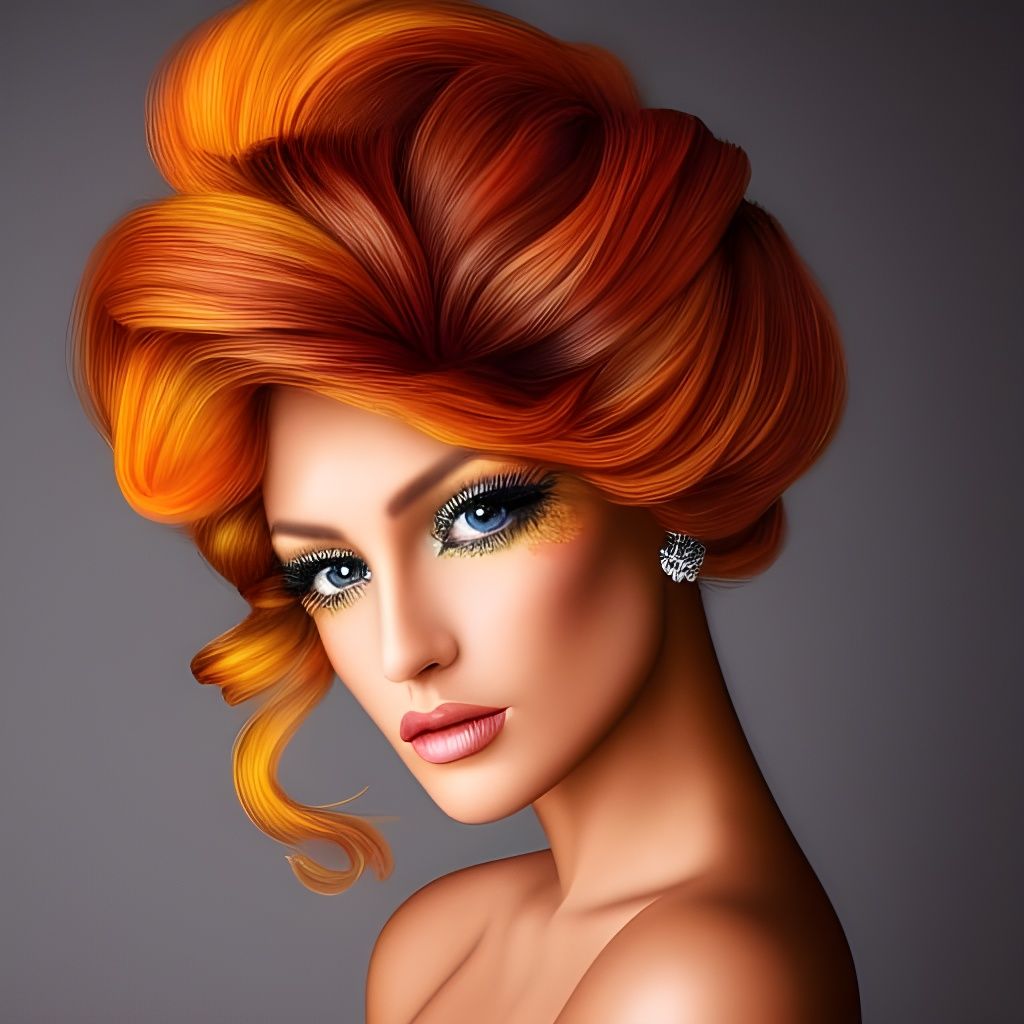 Glamorous Female Portrait with Floral Hair and Golden Skin