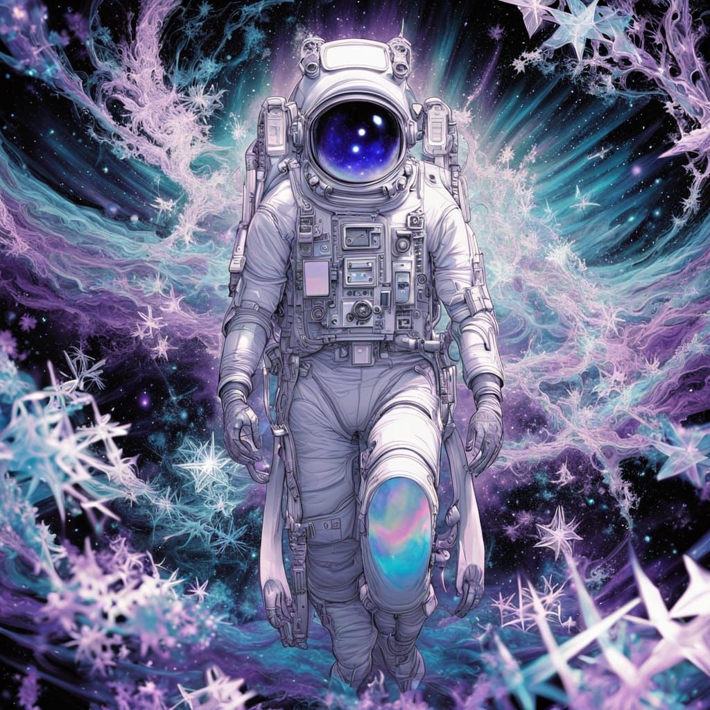 Cosmic Astronaut in Vibrant Anime Style