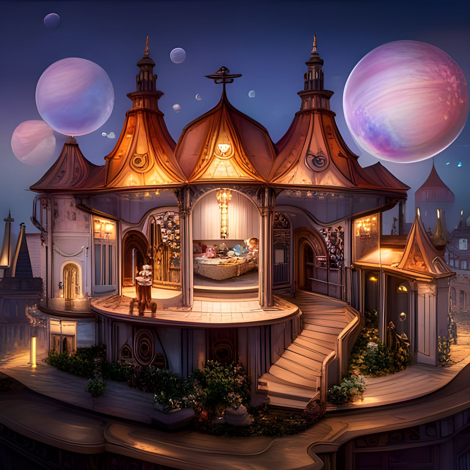 Mini Carousel with Dragons and Unicorns