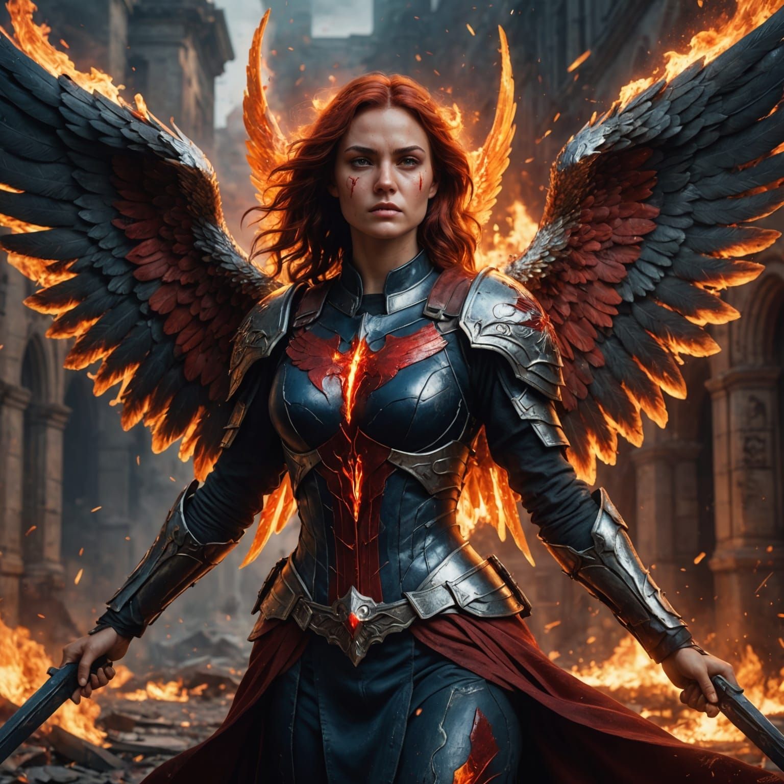 Fiery Angel: Hyperrealistic Matte Painting in 8k