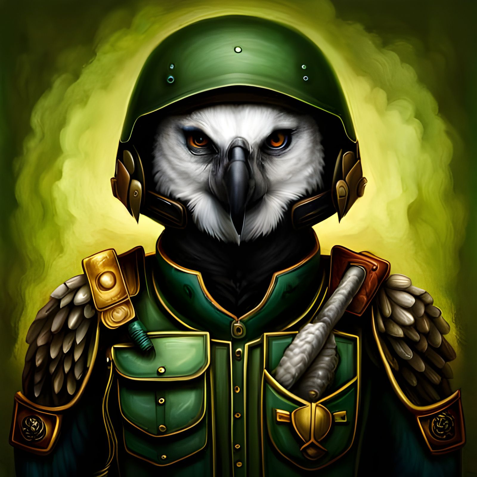Black Harpy Eagle Sergeant in Detailed Digital Art