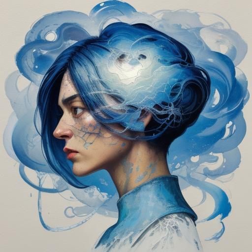 Ethereal Figure Trapped: Gouache Art Impression