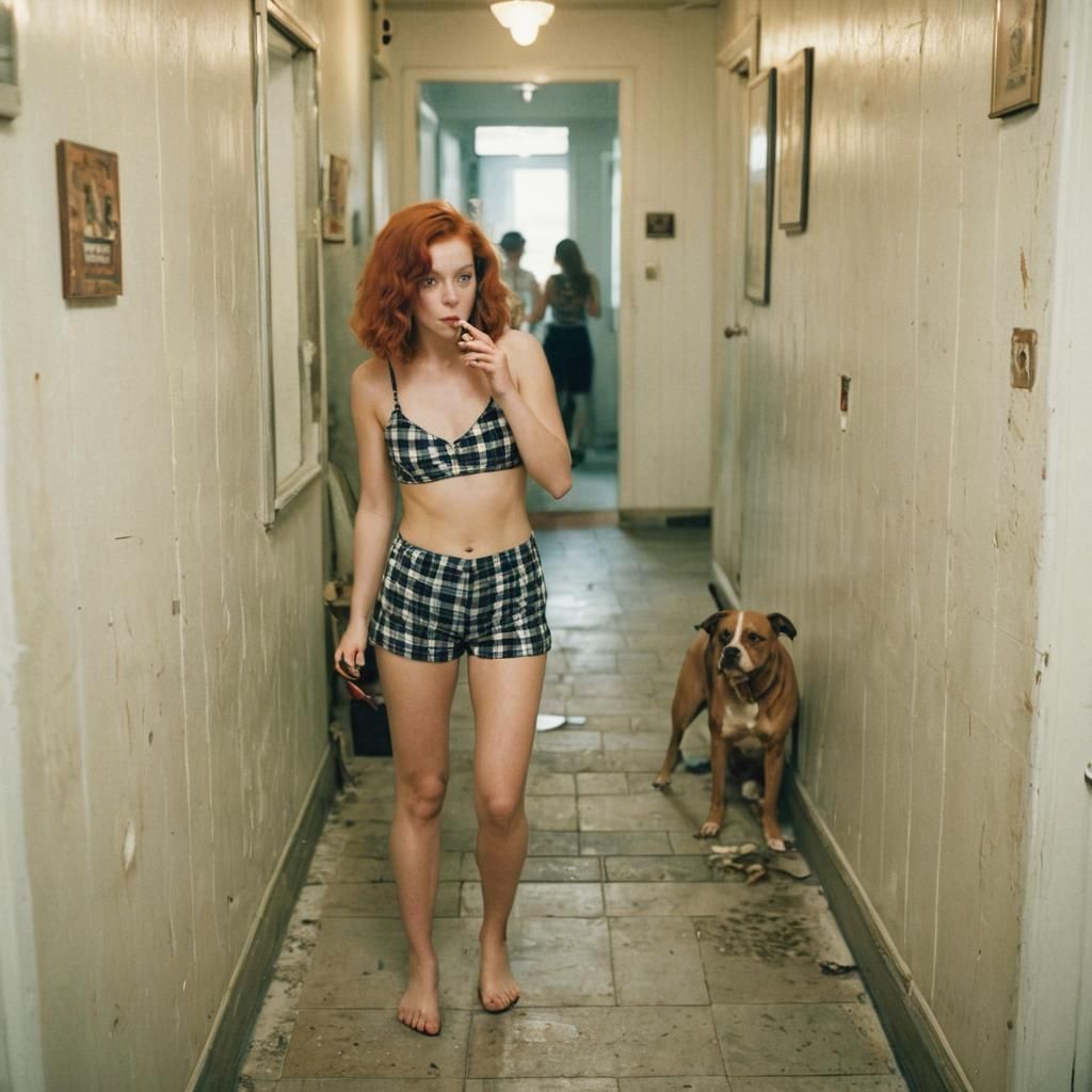 Nostalgic Polaroid Snapshot of Redhead in Salon