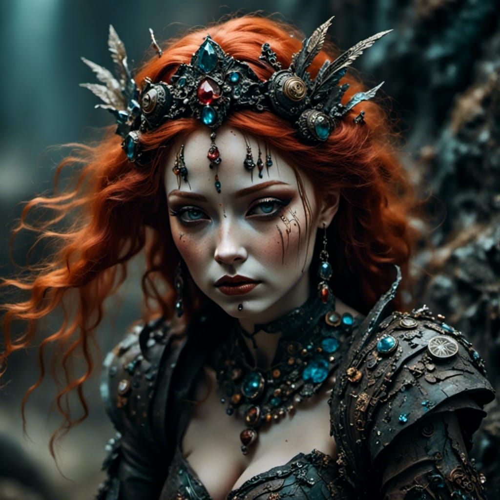 Kinetic Sand Dwarf Portrait with Red Hair