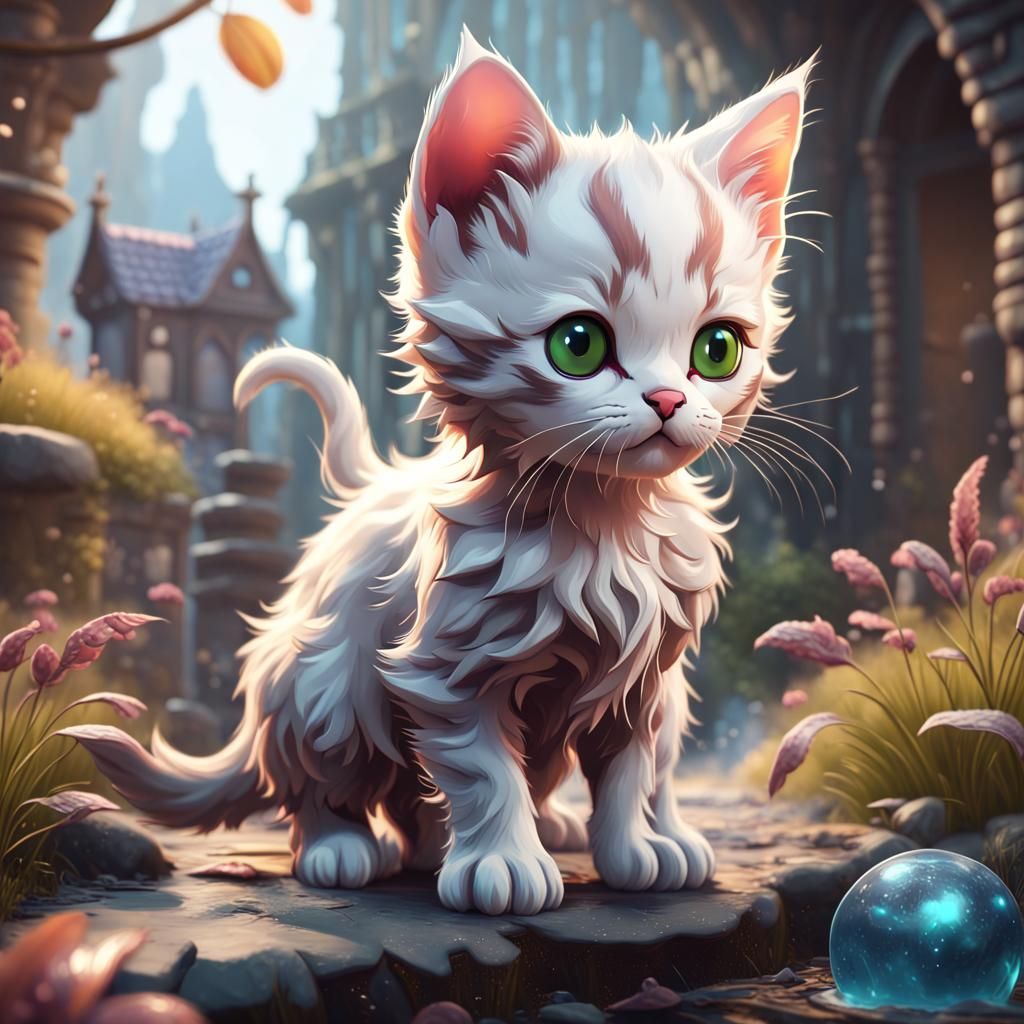 Cute Kitten in Detailed Matte Painting