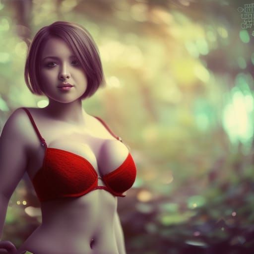 Blonde Woman in Mini Skirt: Detailed Matte Painting