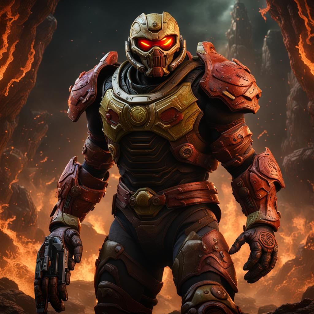 Doom Slayer as Tremor: Detailed Digital Art