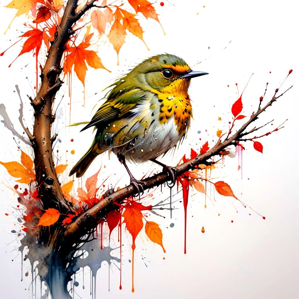 Autumn Waterfall in Traditional Japanese Forest