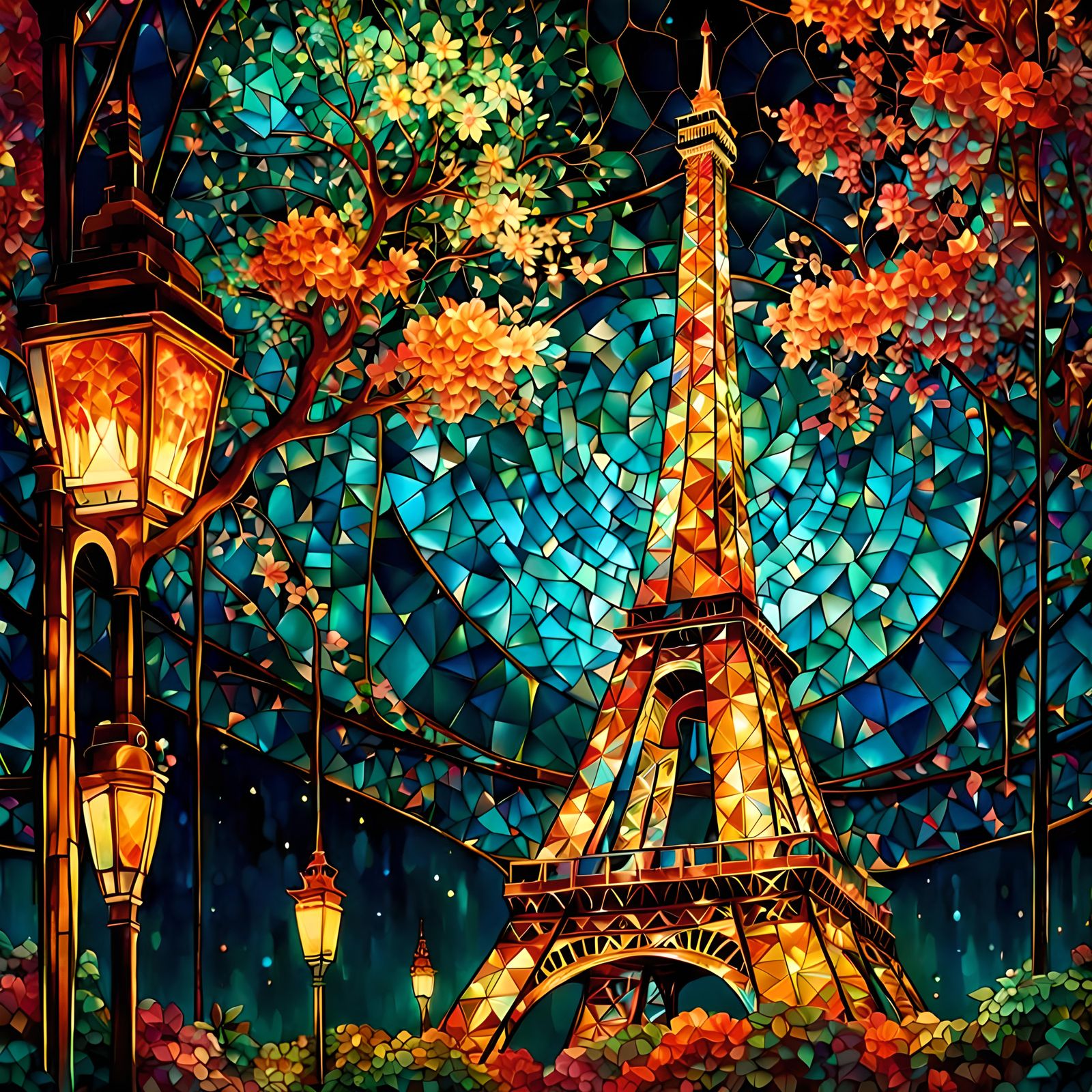 Eiffel Tower in stained glass