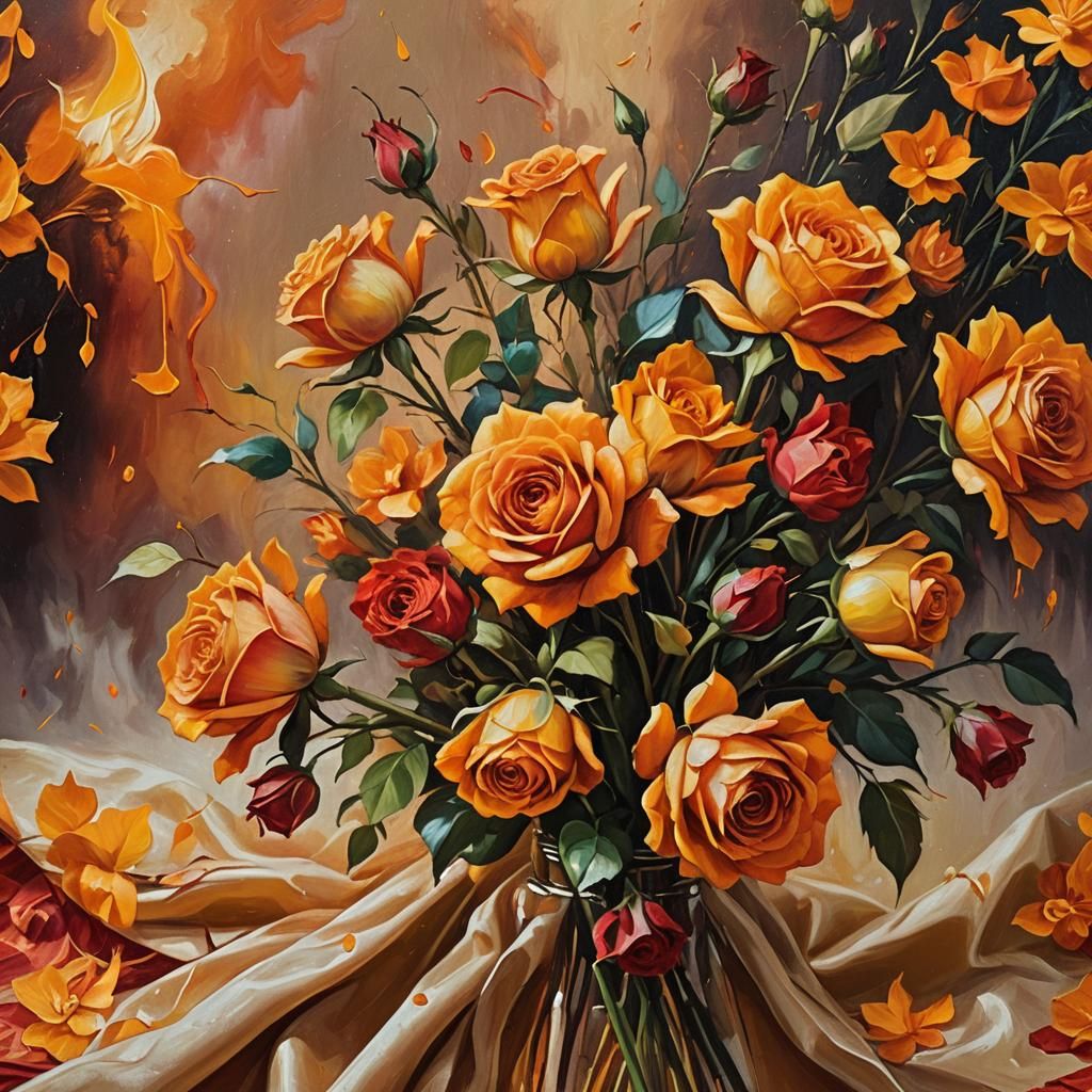 Fire rose bouquet.