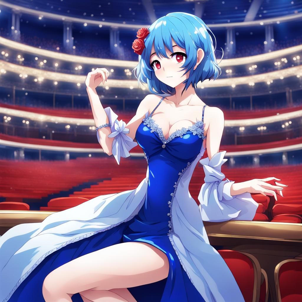 Anime Girl in Blue Gown at Royal Concert