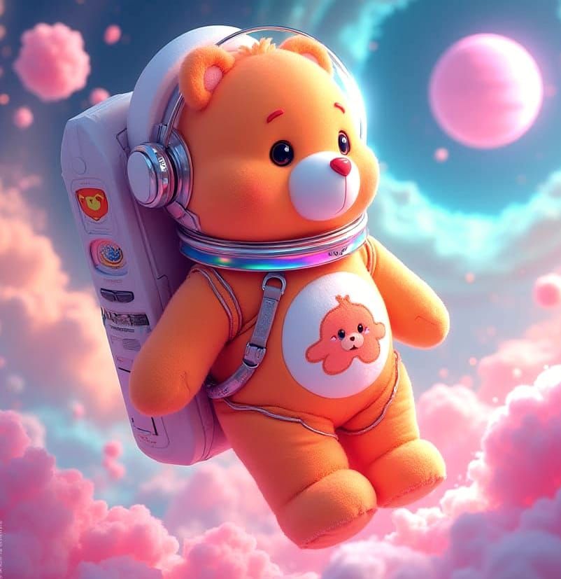 Surreal Cosmic Adventure in Cel-Shaded Digital Illustration