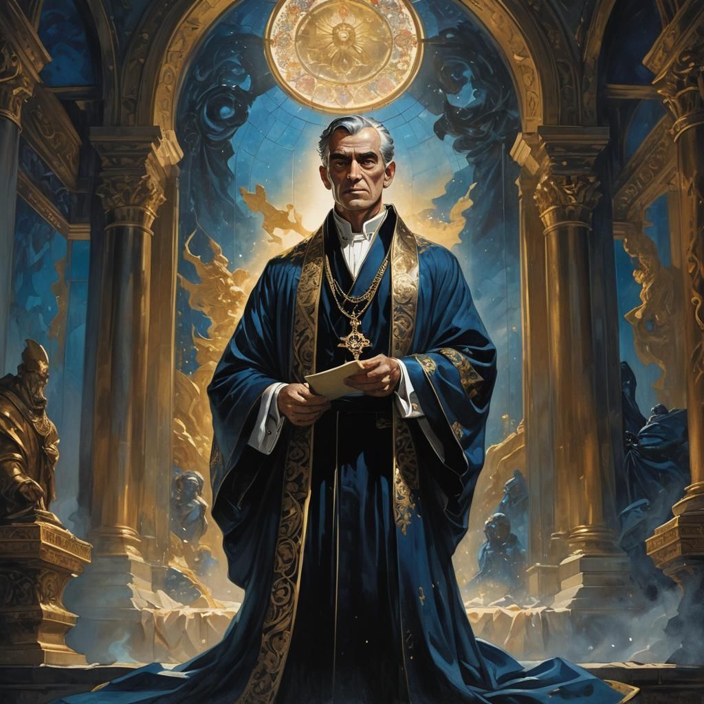 Diplomatic Envoy in Lavish Chamber, Fantasy Art