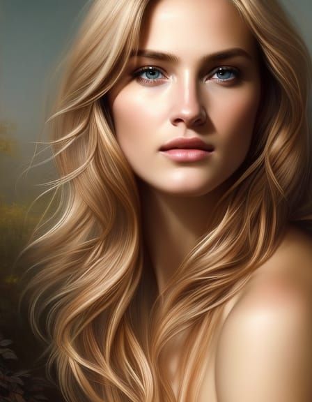 Beautiful Blonde Woman Portrait in Hyperrealistic Style