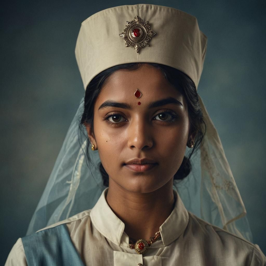 Beautiful Indian Nurse Portrait in Digital Art Style