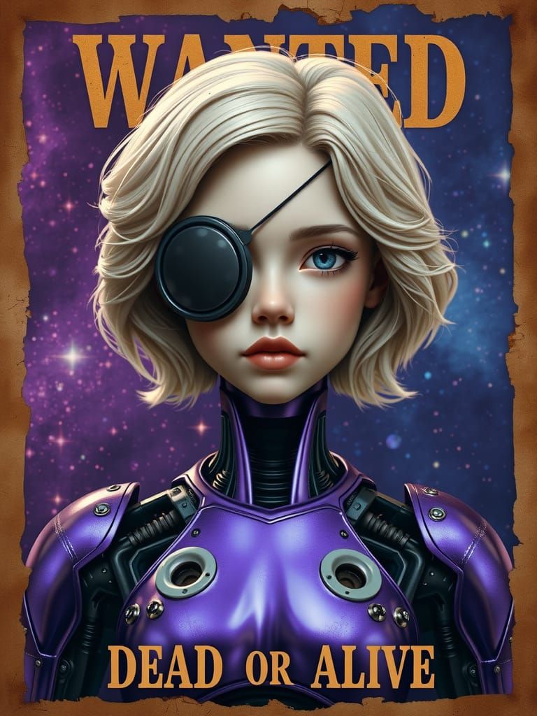 Android Wanted Poster in Sci-Fi Western Style
