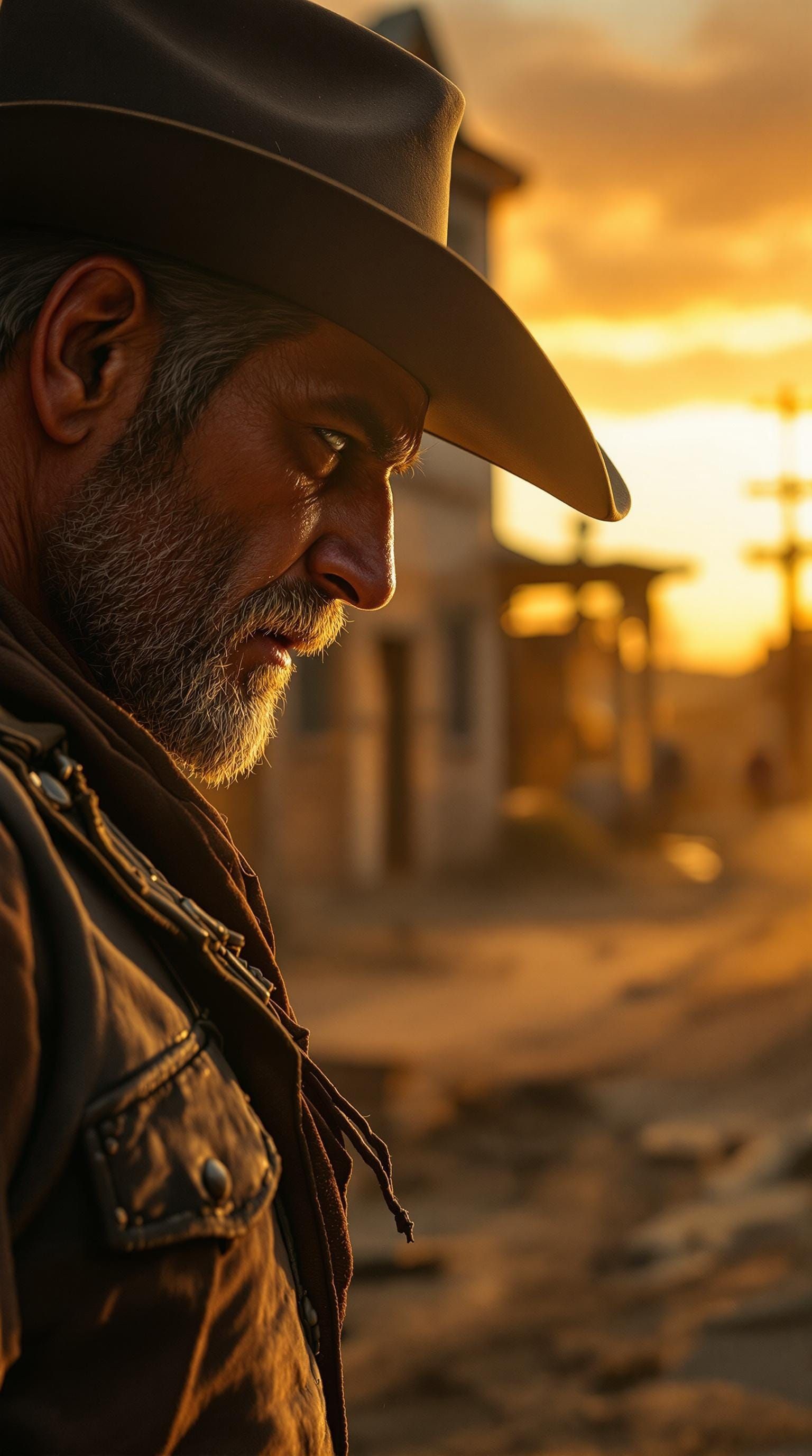 Cowboy Duel at Sunset: Gritty Western Photography