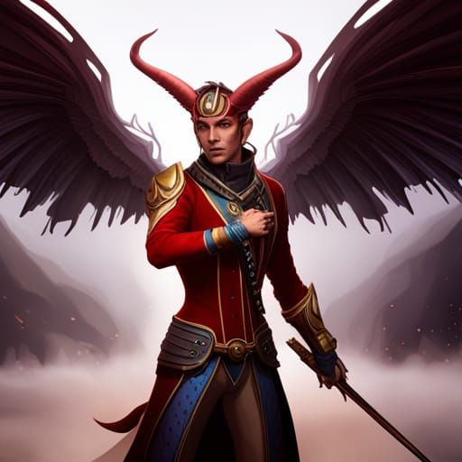 Winged Tiefling Aristocrat: Detailed Fantasy Art