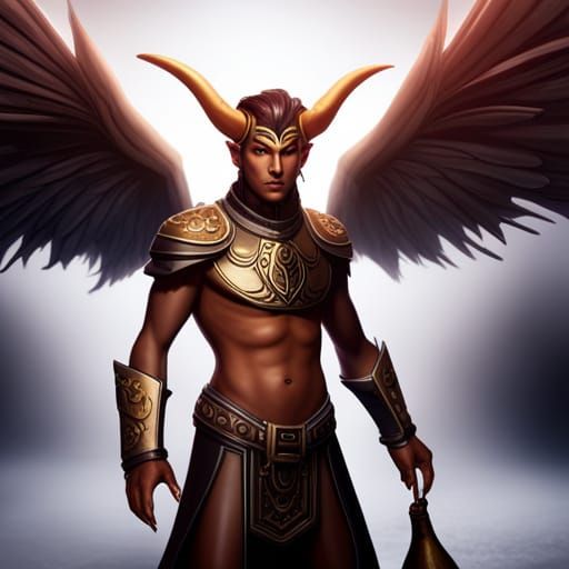 Winged Tiefling Aristocrat in Detailed Fantasy Art