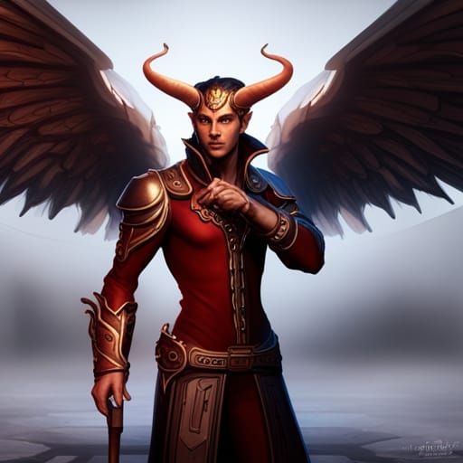 Winged Tiefling Aristocrat: Fantasy Concept Art