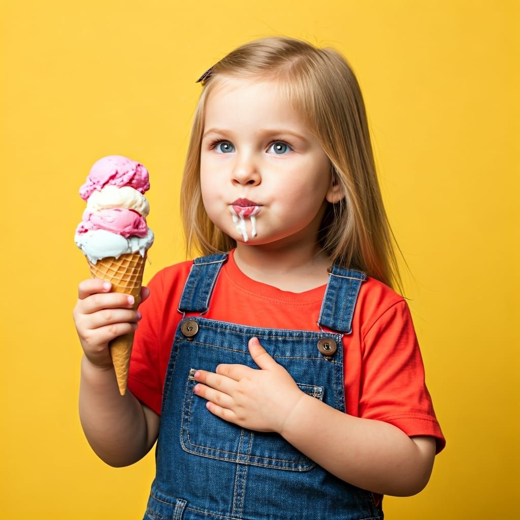 Girl with Melting Ice Cream Cone