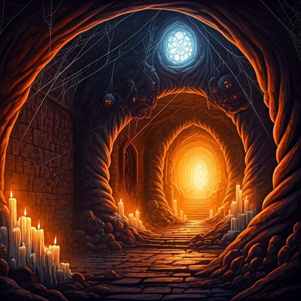 Terrifying Spiders and Ghouls in Gothic Basement