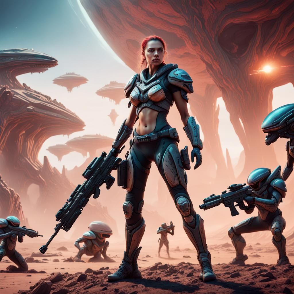 Female Warrior Battles Aliens on Alien Planet