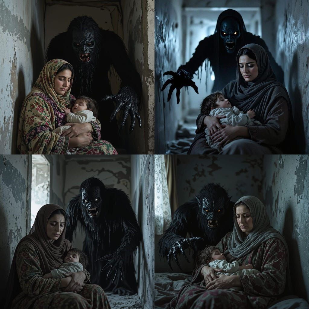 Frightening Scene: Iranian Mother Protects Child from Dark E...