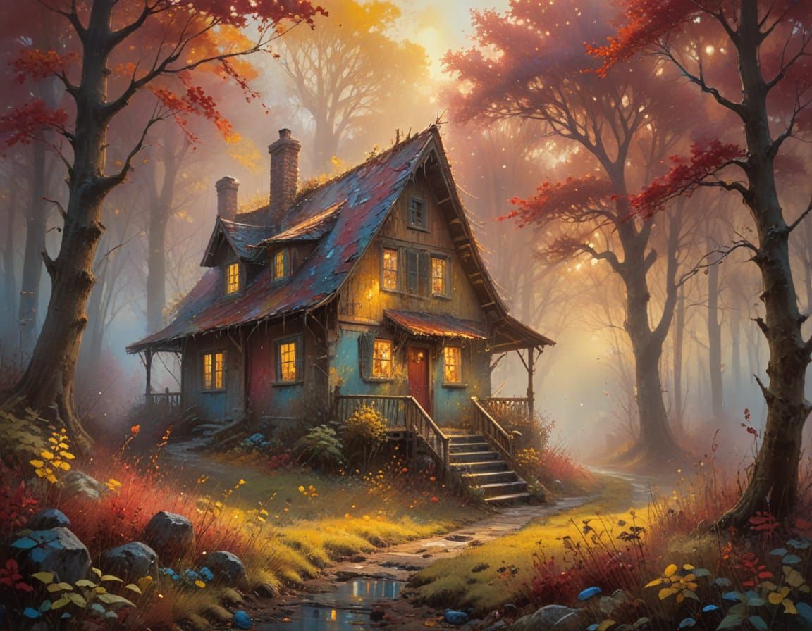 Autumn Sunrise in a Woodland Valley