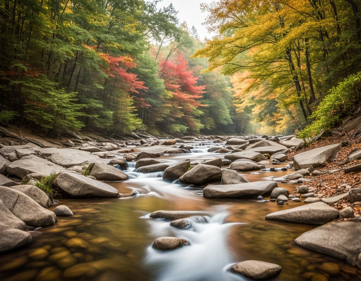 Autumn Hiking Trail with Stream: Professional Photography