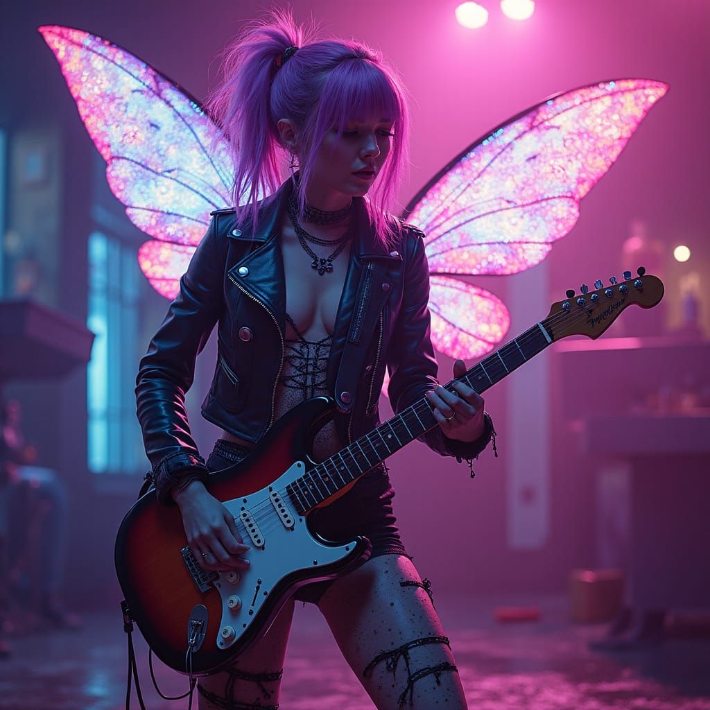Fairy Punk Rock Rebel Guitarist on Stage