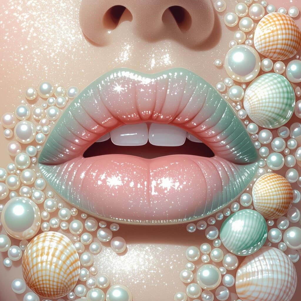 Pearl and Shell Lips: Dreamy Macro Beauty