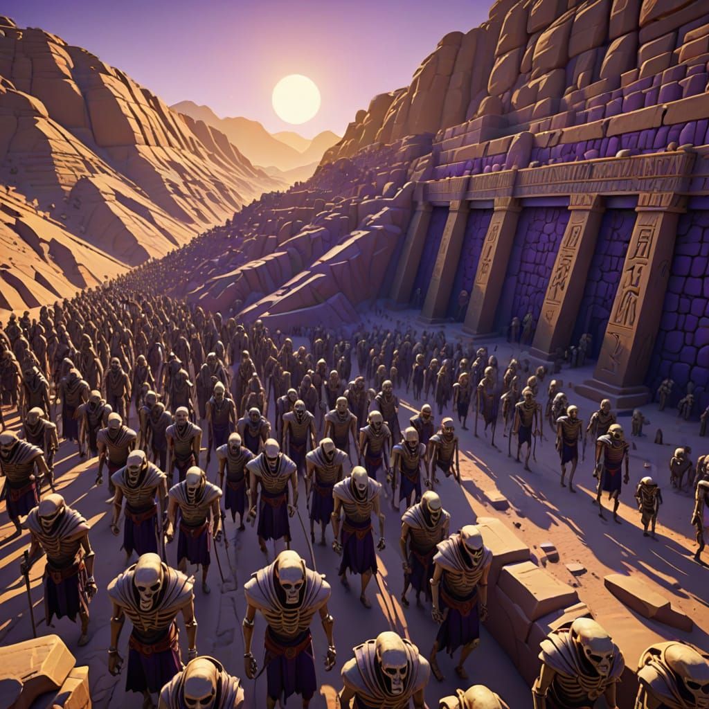 Valley of the Kings: Skeletons in Low-Poly Art