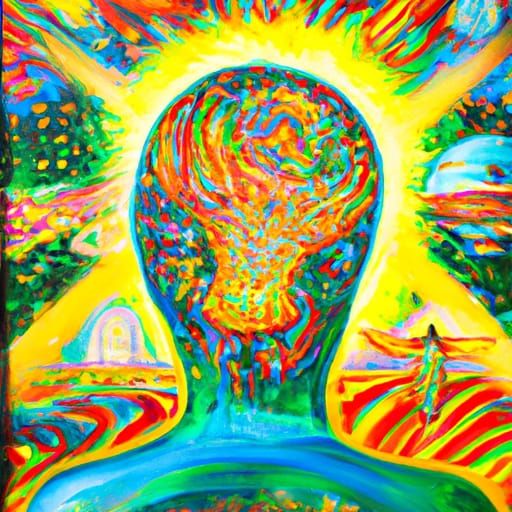 Vivid Acrylic Painting of Astral Projection