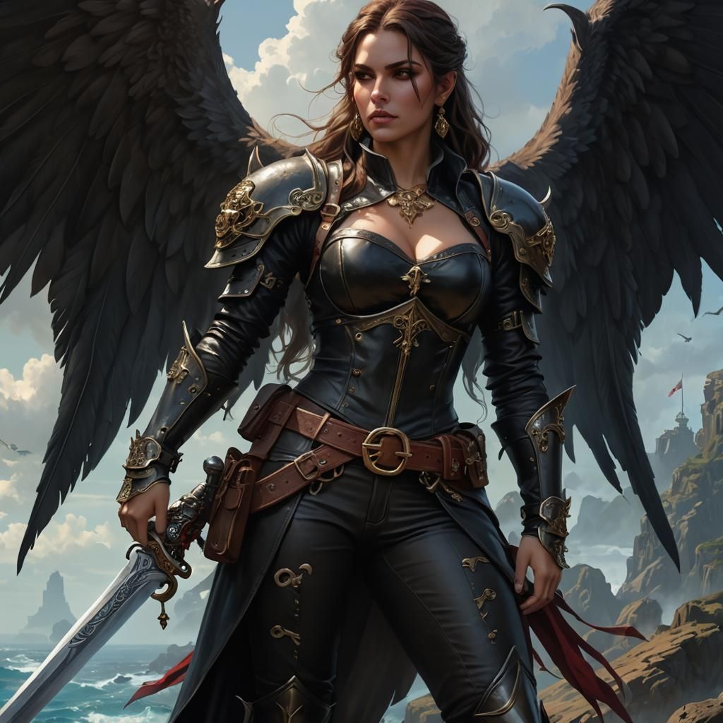 Demon Pirate Woman Portrait in Dark Fantasy Style